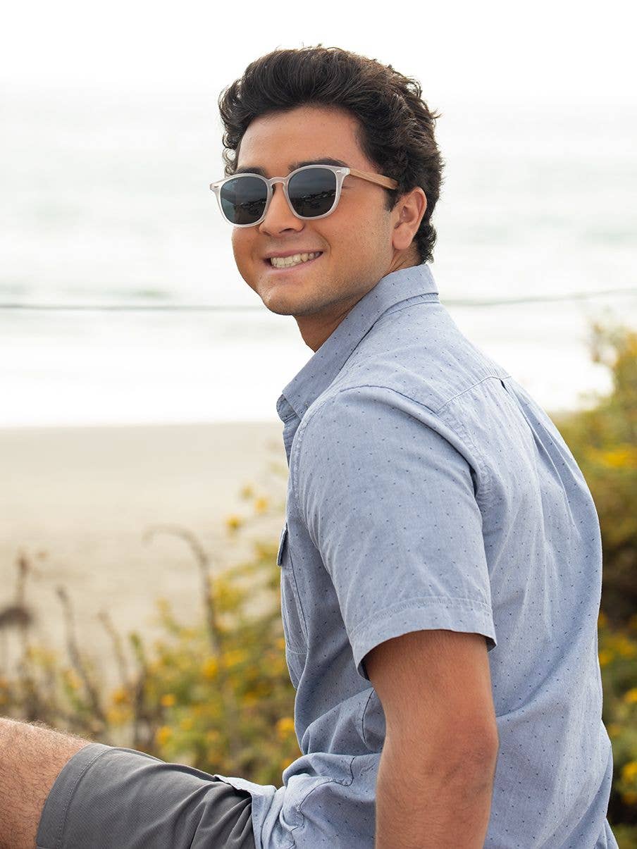 Gridley - Matte Clear / Walnut Wood / Smoke Polarized Lens