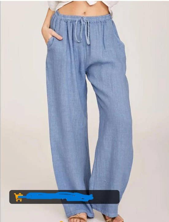 Mediterranean Sky Linen Palazzo Pants