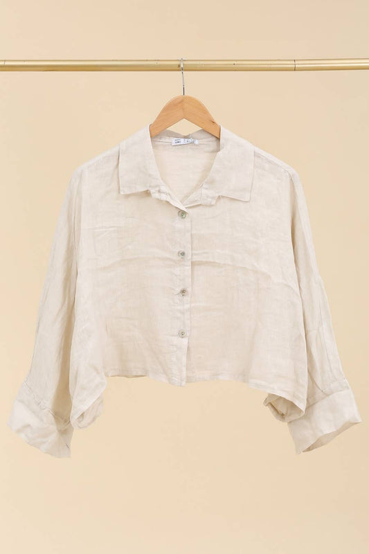 Tuscan Dream Cropped Linen Shirt