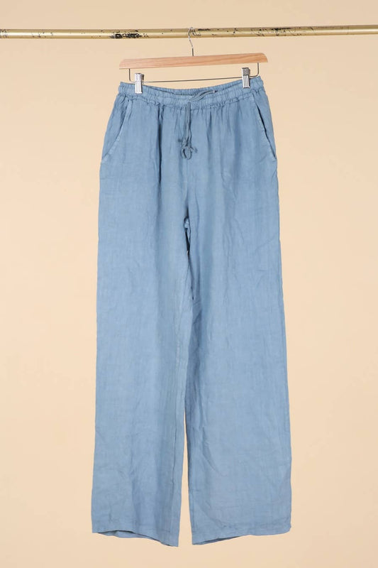 Mediterranean Sky Linen Palazzo Pants