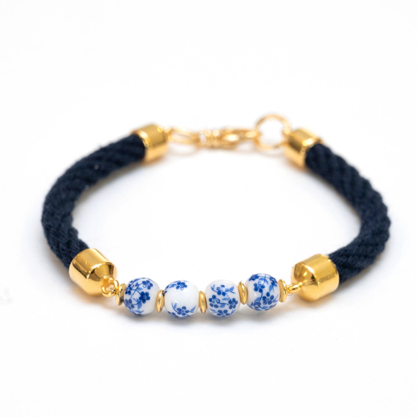Claremont - Navy/Gold - Nautical Rope Bracelet: M
