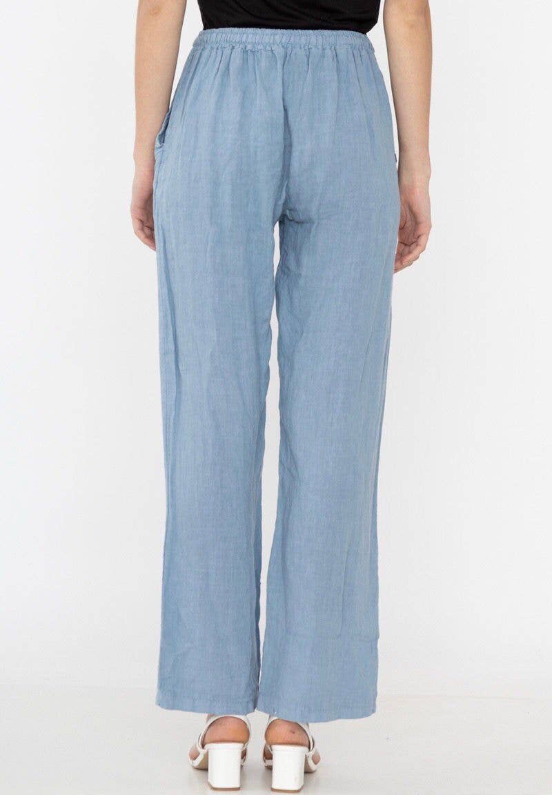 Mediterranean Sky Linen Palazzo Pants