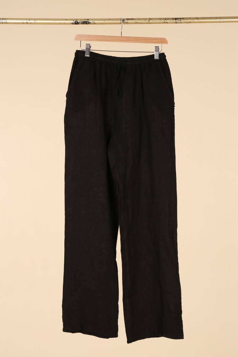 Luxe Noir Linen Drawstring Pants - Italian Craftsmanship