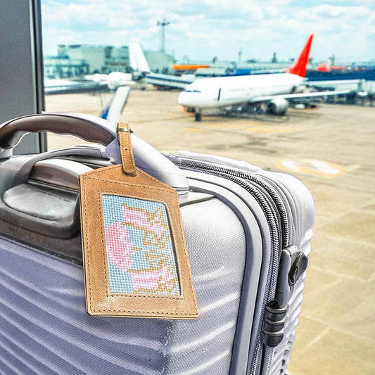 Beach Bliss Luggage Tag Kit: All-In-One, Self Finishing Needlepoint Kit